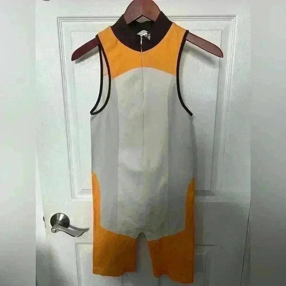 Zara Jumpsuit Biker Women's Color Block High Neck Sleeveless Shorts - Picture 2 of 5